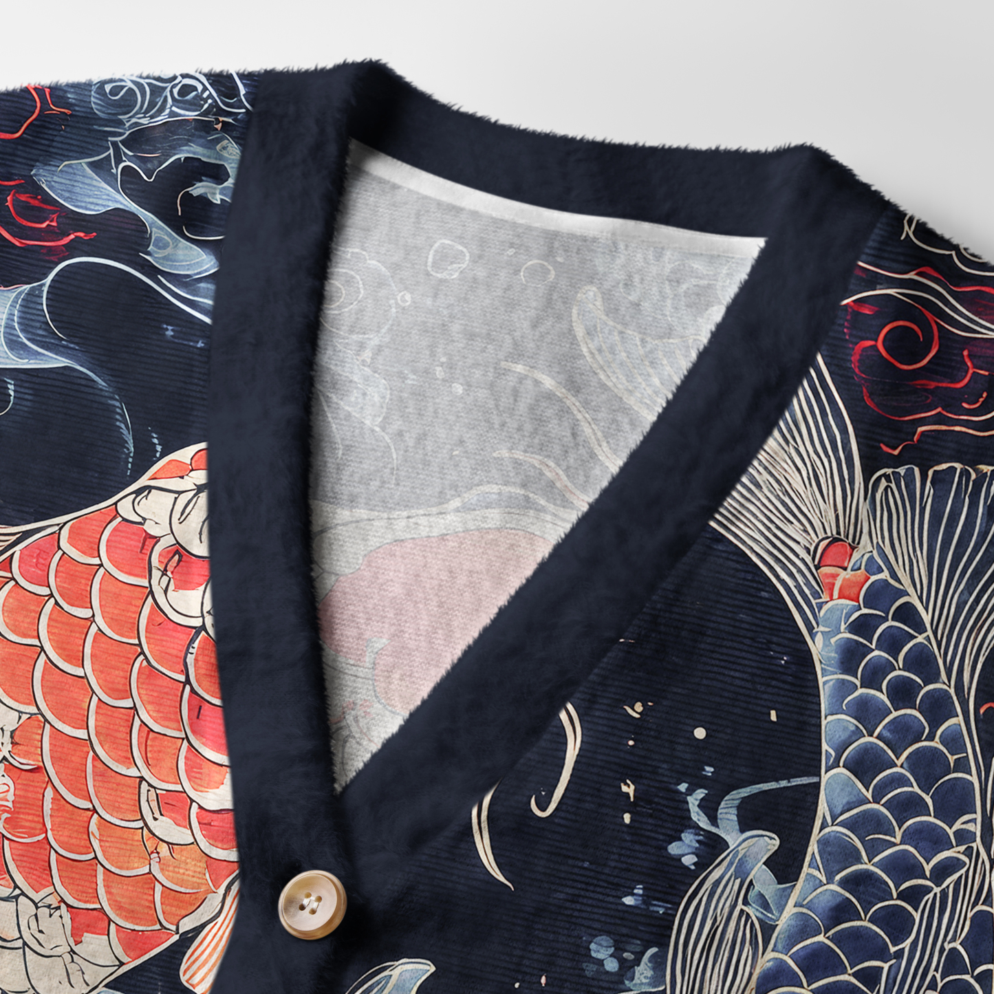 Tokyo-Tiger Two Koi Carps Ugly Cardigan Sweater