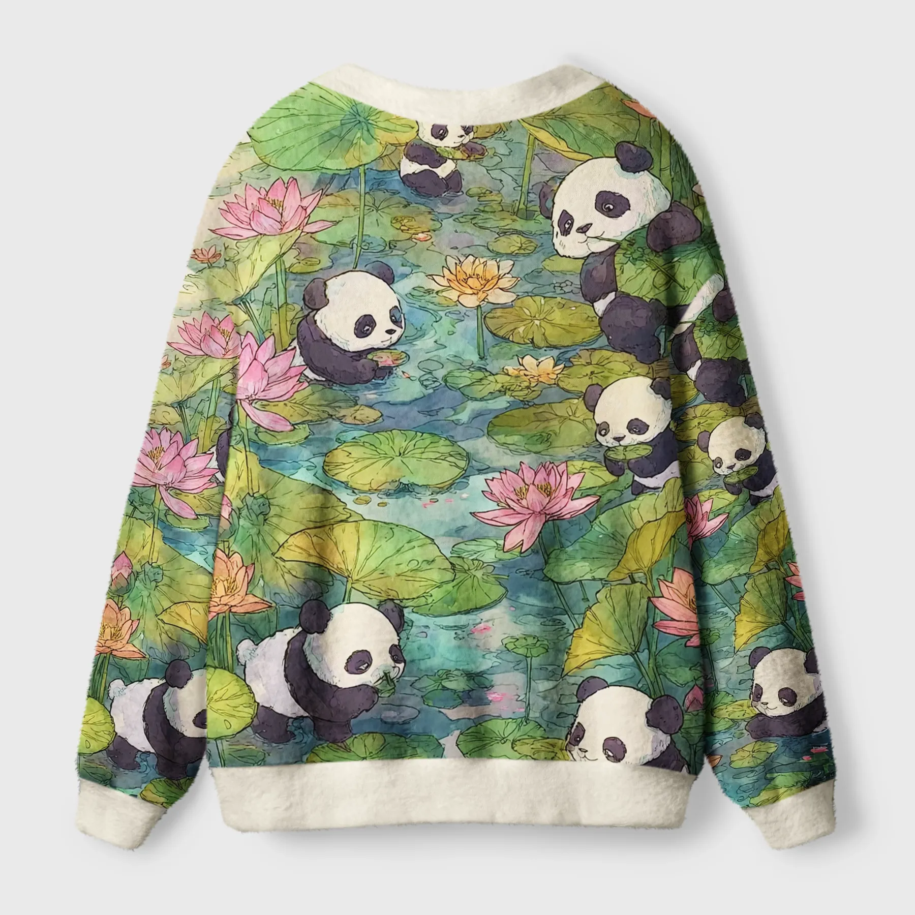 Tokyo-Tiger Panda Lotus Garden Ugly Cardigan Sweater