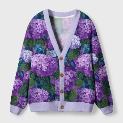 Tokyo-Tiger Ukiyo Hydrangea Dreams Ugly Cardigan Sweater
