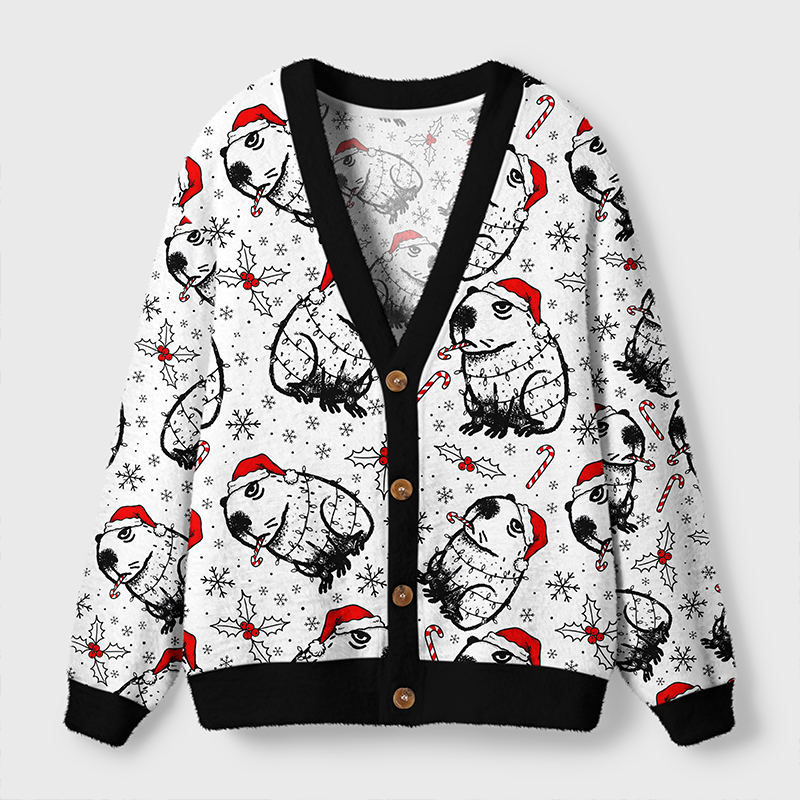 Tokyo-Tiger Christmas Capybara Ugly Cardigan Sweater