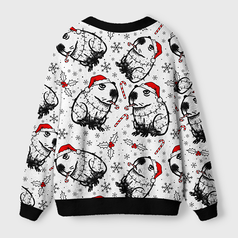 Tokyo-Tiger Christmas Capybara Ugly Cardigan Sweater