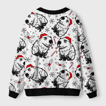 Tokyo-Tiger Christmas Capybara Ugly Cardigan Sweater