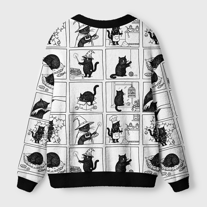 Tokyo-Tiger Black Cat Comics Ugly Cardigan Sweater