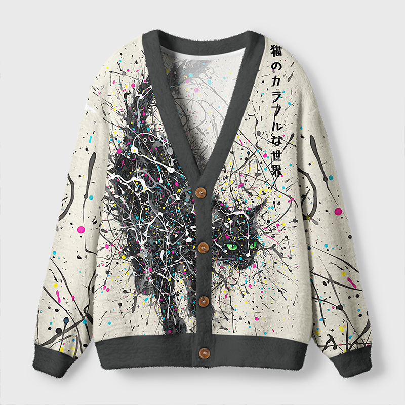 Tokyo-Tiger In the Spectrum of Cats Ugly Cardigan Sweater Sale