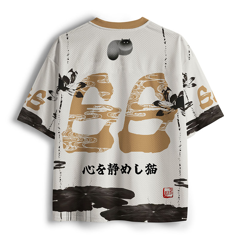 Tokyo-Tiger Cat In Serene Meditation Mesh Jersey