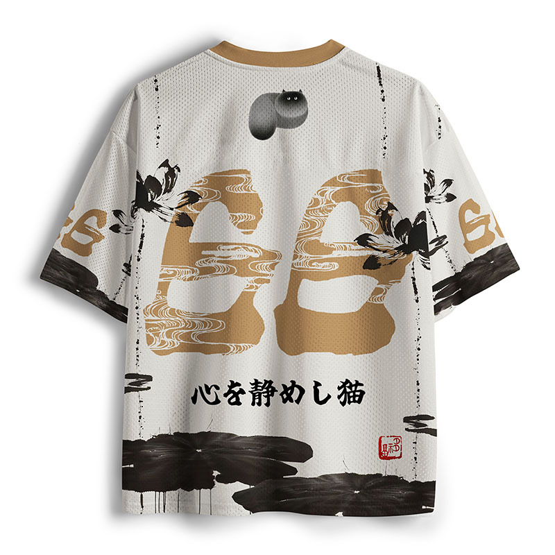 Tokyo-Tiger Cat In Serene Meditation Mesh Jersey