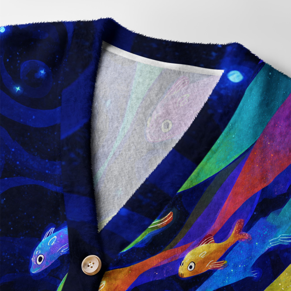 Tokyo-Tiger Galaxy of Fish&Frog Ugly Cardigan Sweater