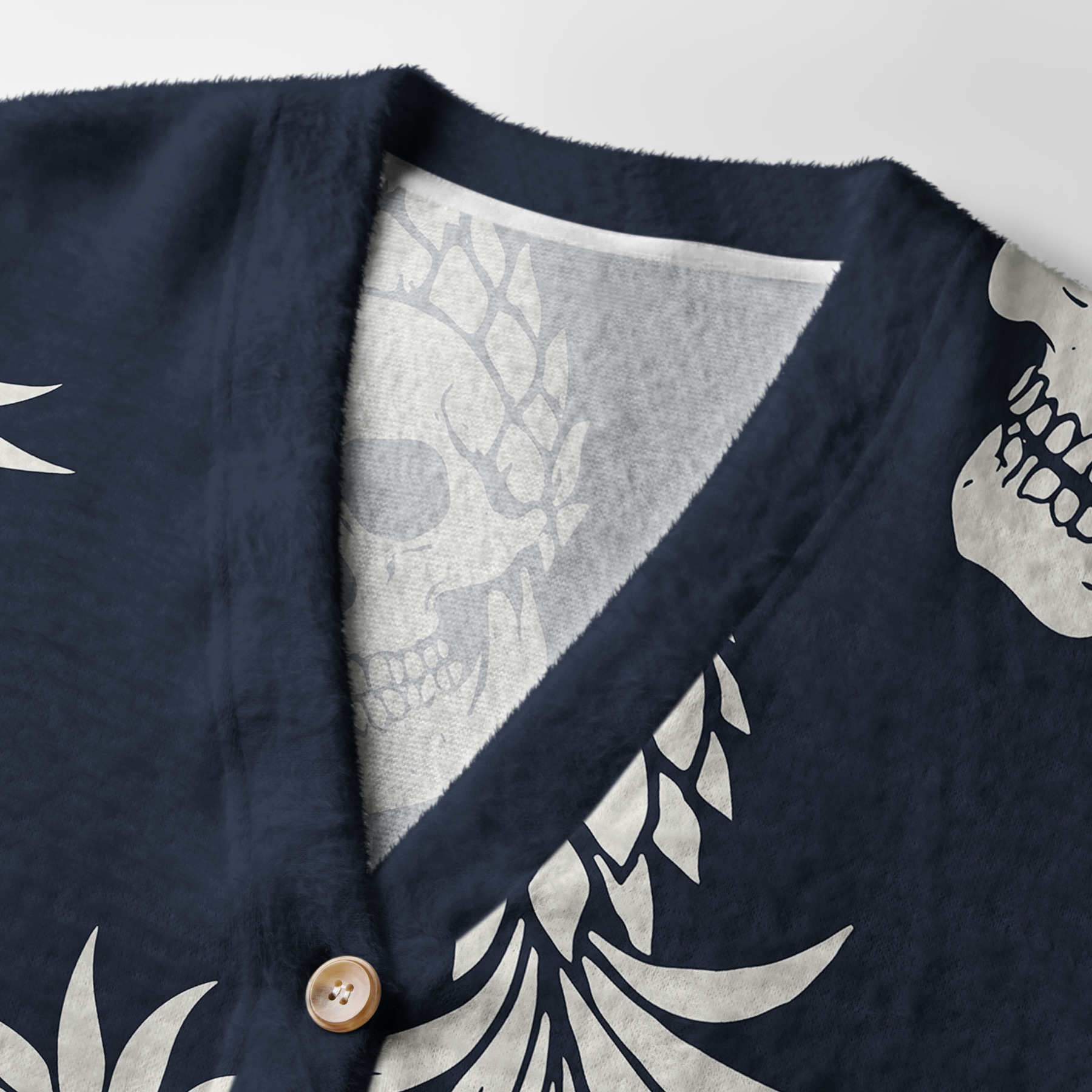 Tokyo-Tiger Pineapple Skull Ugly Cardigan Sweater
