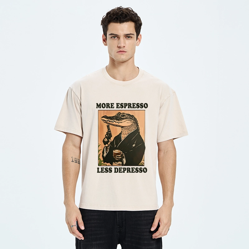 Tokyo-Tiger Coffee Mood Crocodile Washed T-Shirt