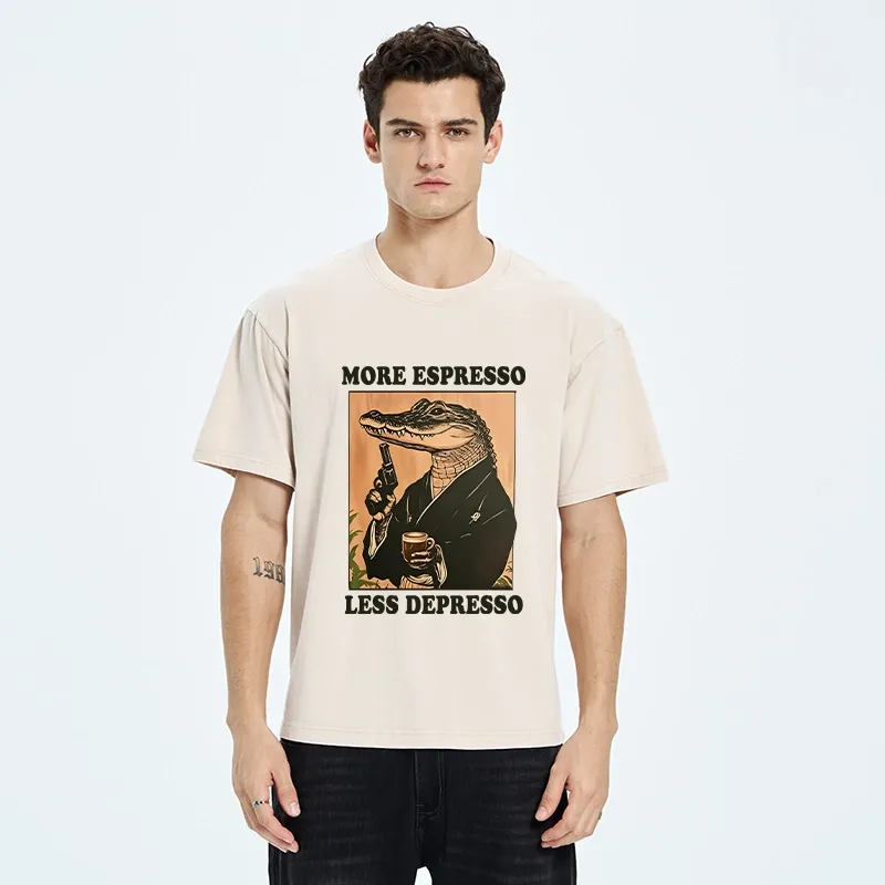 Tokyo-Tiger Coffee Mood Crocodile Washed T-Shirt