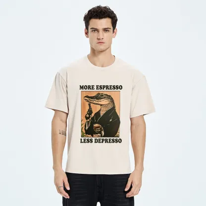 Tokyo-Tiger Coffee Mood Crocodile Washed T-Shirt