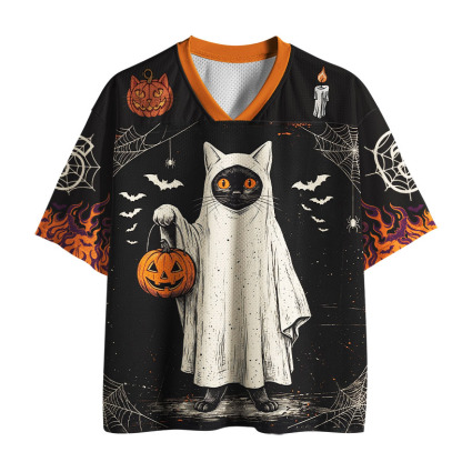 Tokyo-Tiger Halloween Ghost Black Cat Pumpkin Mesh Jersey
