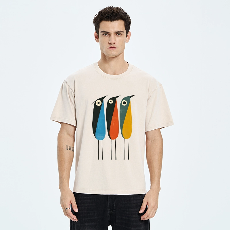 Tokyo‑Tiger Bold Shape Birds Washed T‑Shirt