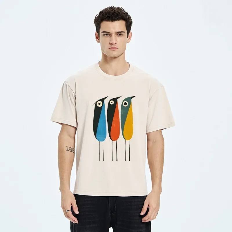 Tokyo‑Tiger Bold Shape Birds Washed T‑Shirt
