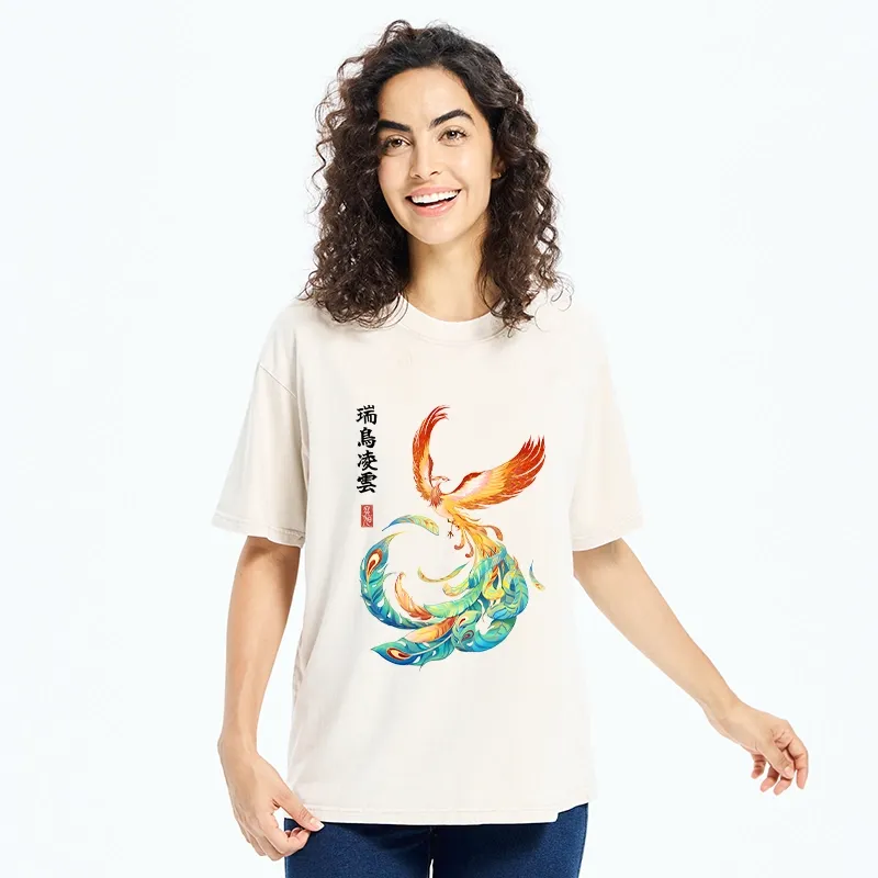 Tokyo‑Tiger Lucky Phoenix Art Washed T‑Shirt