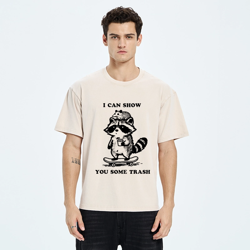 Tokyo‑Tiger Funny Trash Crew Washed T‑Shirt