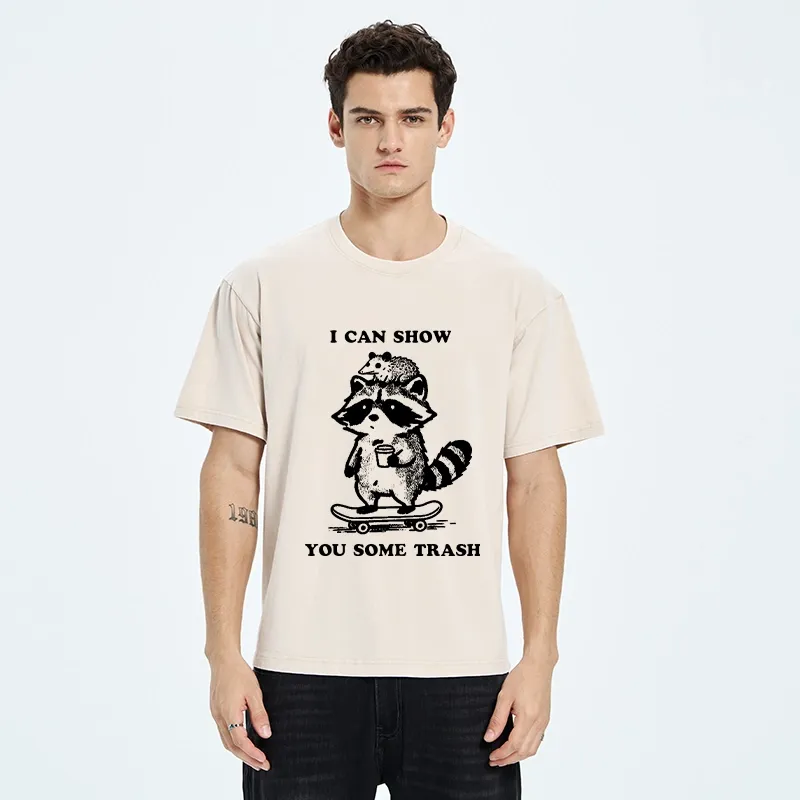 Tokyo‑Tiger Funny Trash Crew Washed T‑Shirt