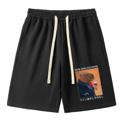 Tokyo-Tiger Capybara More Wine Less Whine Unisex Shorts