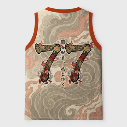 Tokyo-Tiger Oni Samurai Tiger Warrior Jersey Japanese Ukiyo-e Art Mesh Tank Top