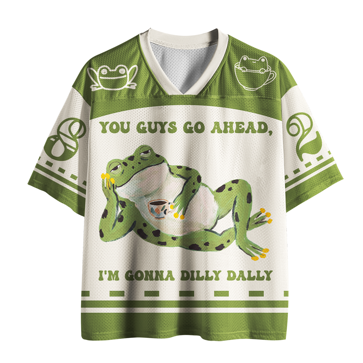 Tokyo-Tiger Lazy Chill Frog Dilly Dally Quote Mesh Jersey