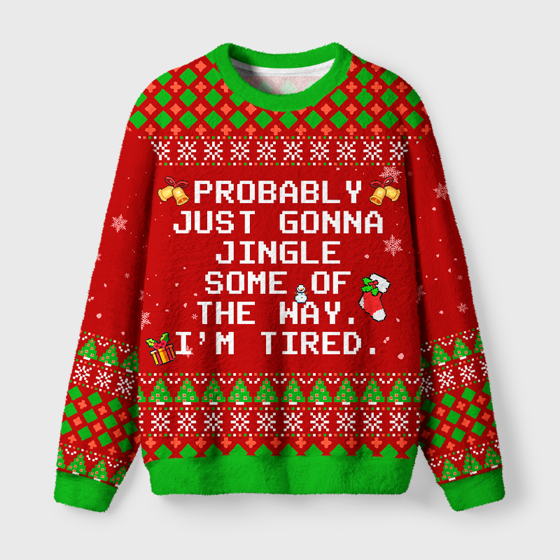 Tokyo-Tiger Jingle, But Make It Lazy Fuzzy Christmas Ugly Sweatshirt
