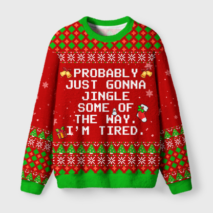 Tokyo-Tiger Jingle, But Make It Lazy Fuzzy Christmas Ugly Sweatshirt