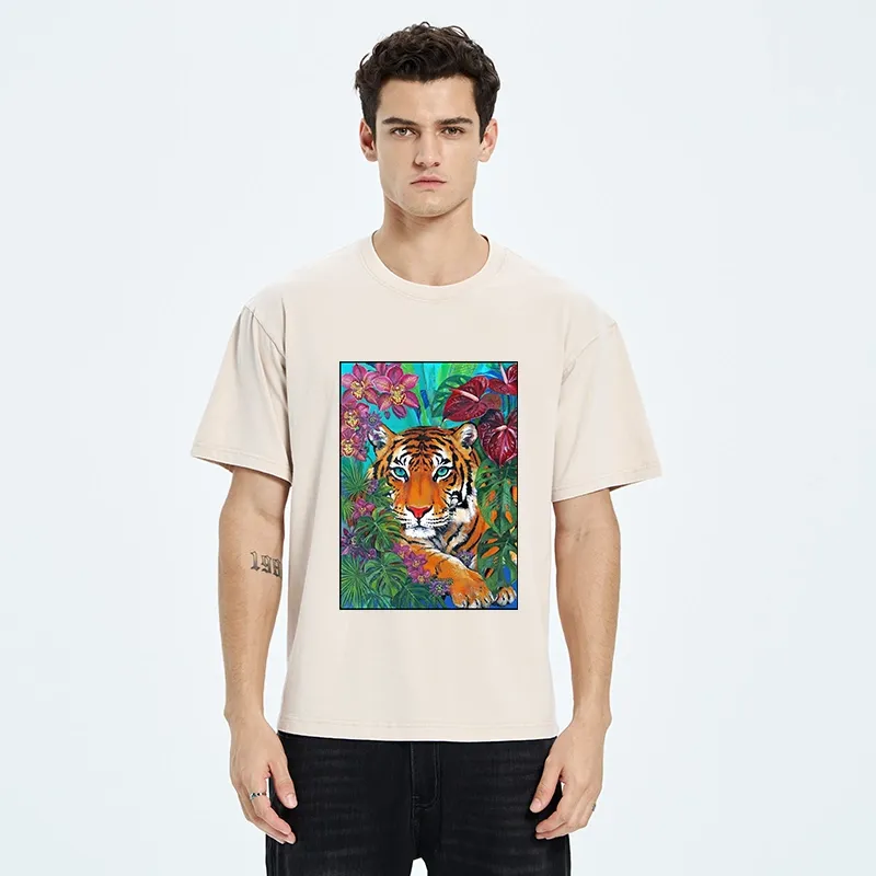 Tokyo-Tiger Floral Tiger Portrait Washed T-Shirt