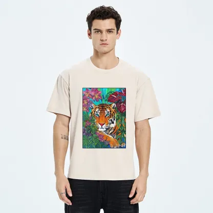 Tokyo-Tiger Floral Tiger Portrait Washed T-Shirt