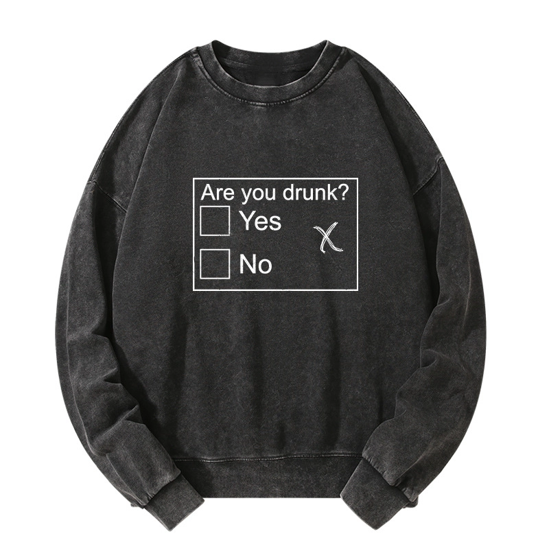 Tokyo-Tiger Confused Drunk Checkbox Graphic Washed Sweatshirt
