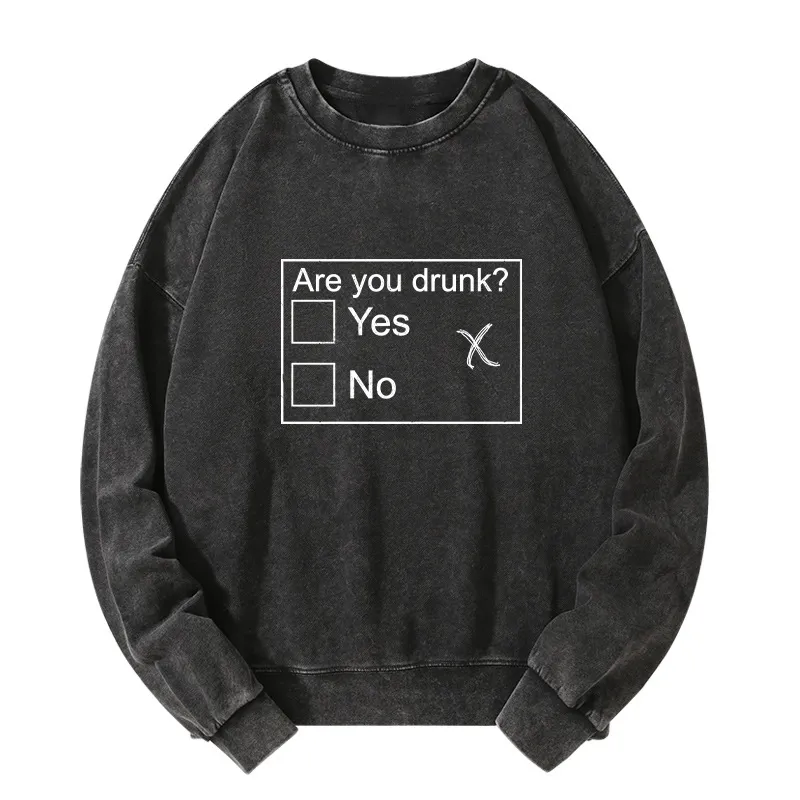 Tokyo-Tiger Confused Drunk Checkbox Graphic Washed Sweatshirt