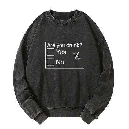 Tokyo-Tiger Confused Drunk Checkbox Graphic Washed Sweatshirt