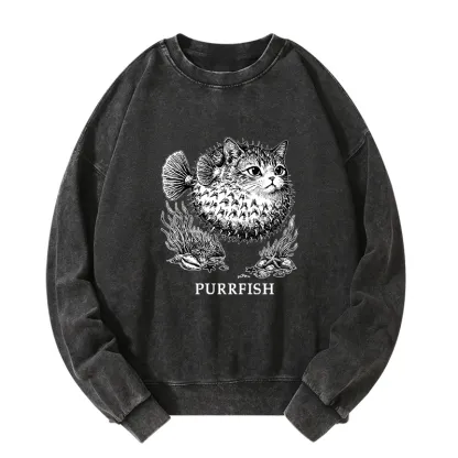 Tokyo-Tiger Spiky Puffer With Cute Cat Head Washed Sweatshirt