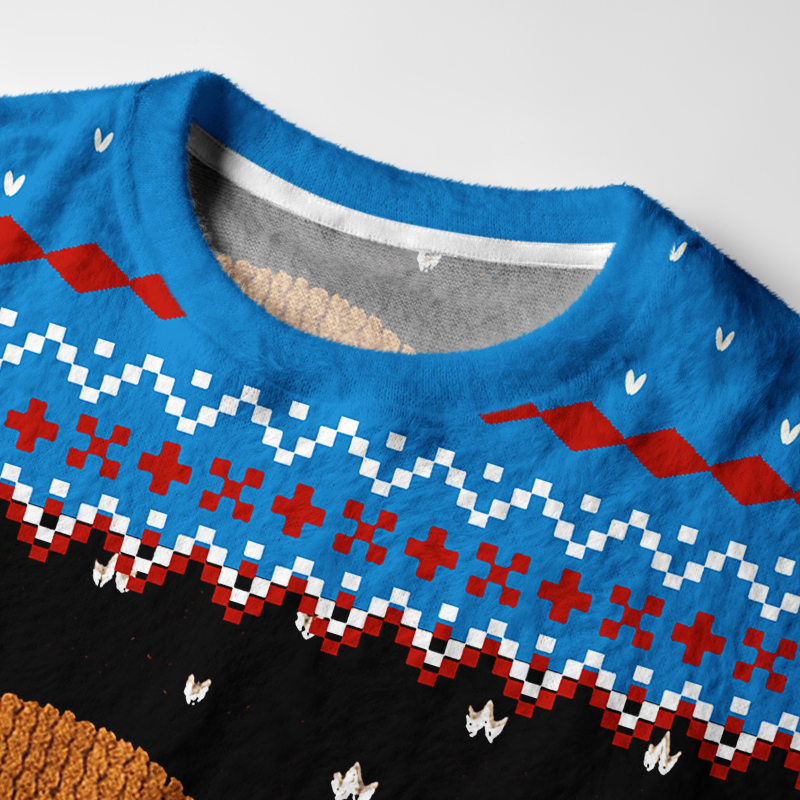 Tokyo-Tiger Gingerbread Monster Fuzzy Christmas Ugly Sweatshirt