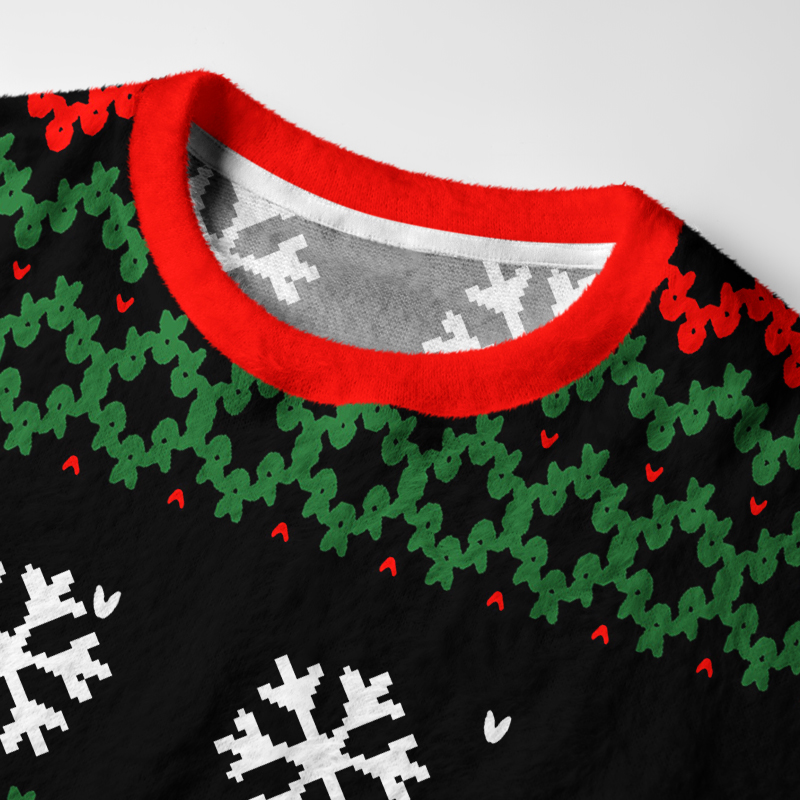 Tokyo-Tiger Cat Riding A Dinosaur Fuzzy Christmas Ugly Sweatshirt