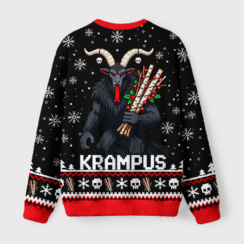 Tokyo-Tiger Terrifying Krampus Fuzzy Christmas Ugly Sweatshirt