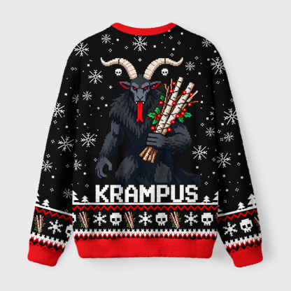 Tokyo-Tiger Terrifying Krampus Fuzzy Christmas Ugly Sweatshirt