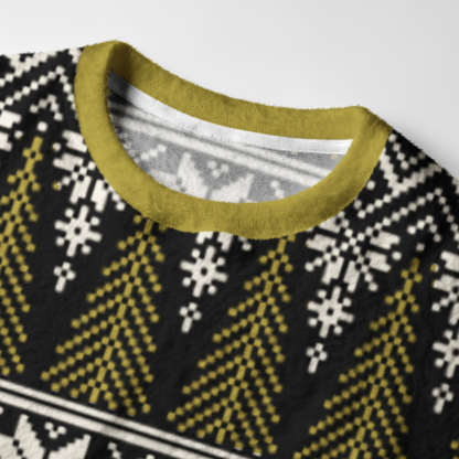 Tokyo-Tiger  Black Cat Drinking Tea Fuzzy Christmas Ugly Sweatshirt