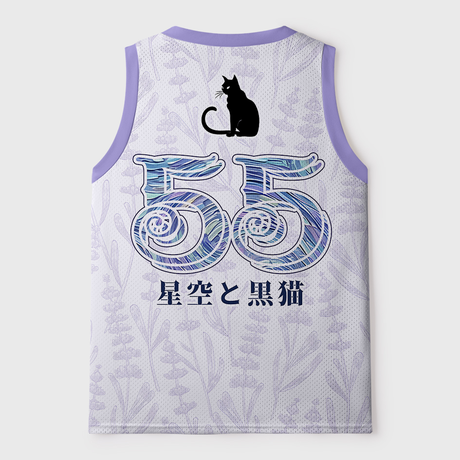 Tokyo-Tiger Starry Sky Black Cat Floral Mesh Tank Top