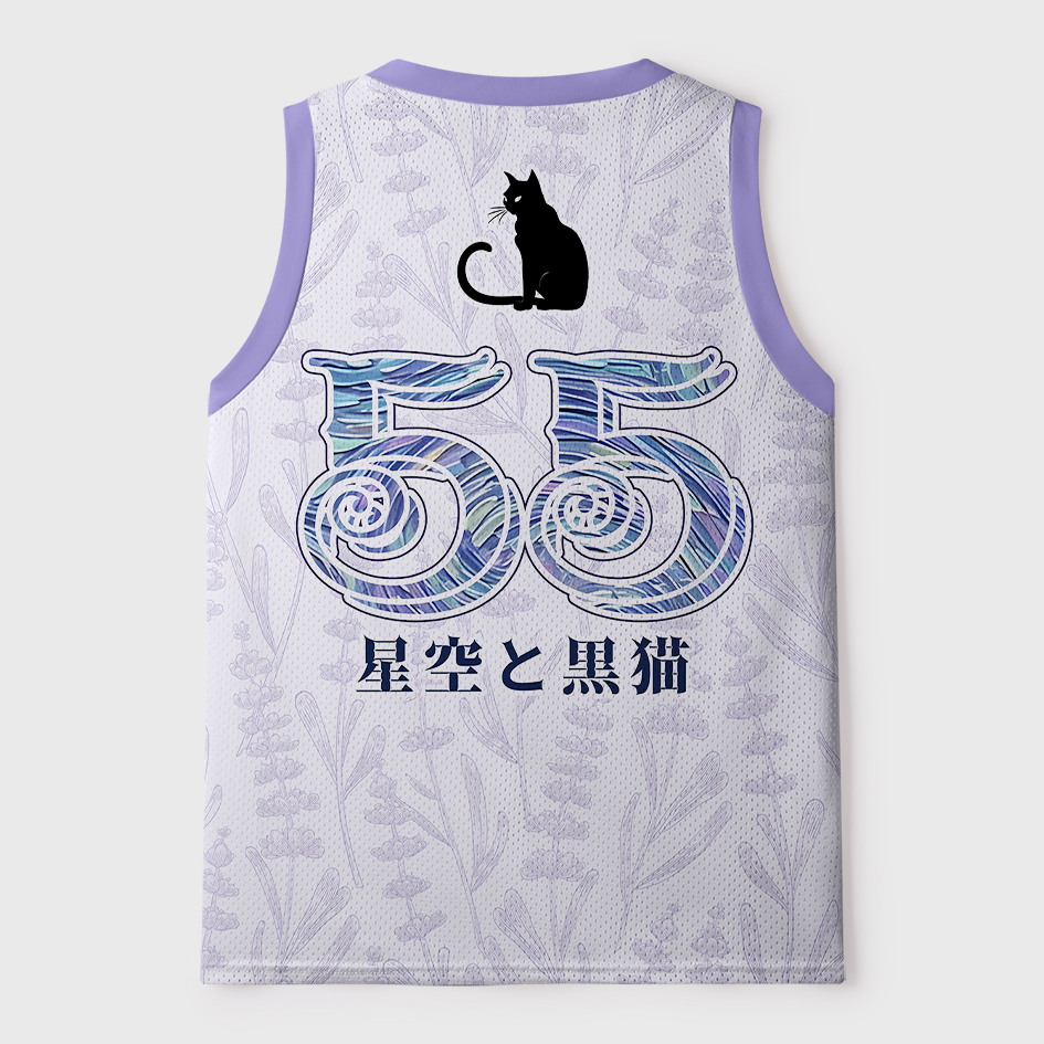 Tokyo-Tiger Starry Sky Black Cat Floral Mesh Tank Top