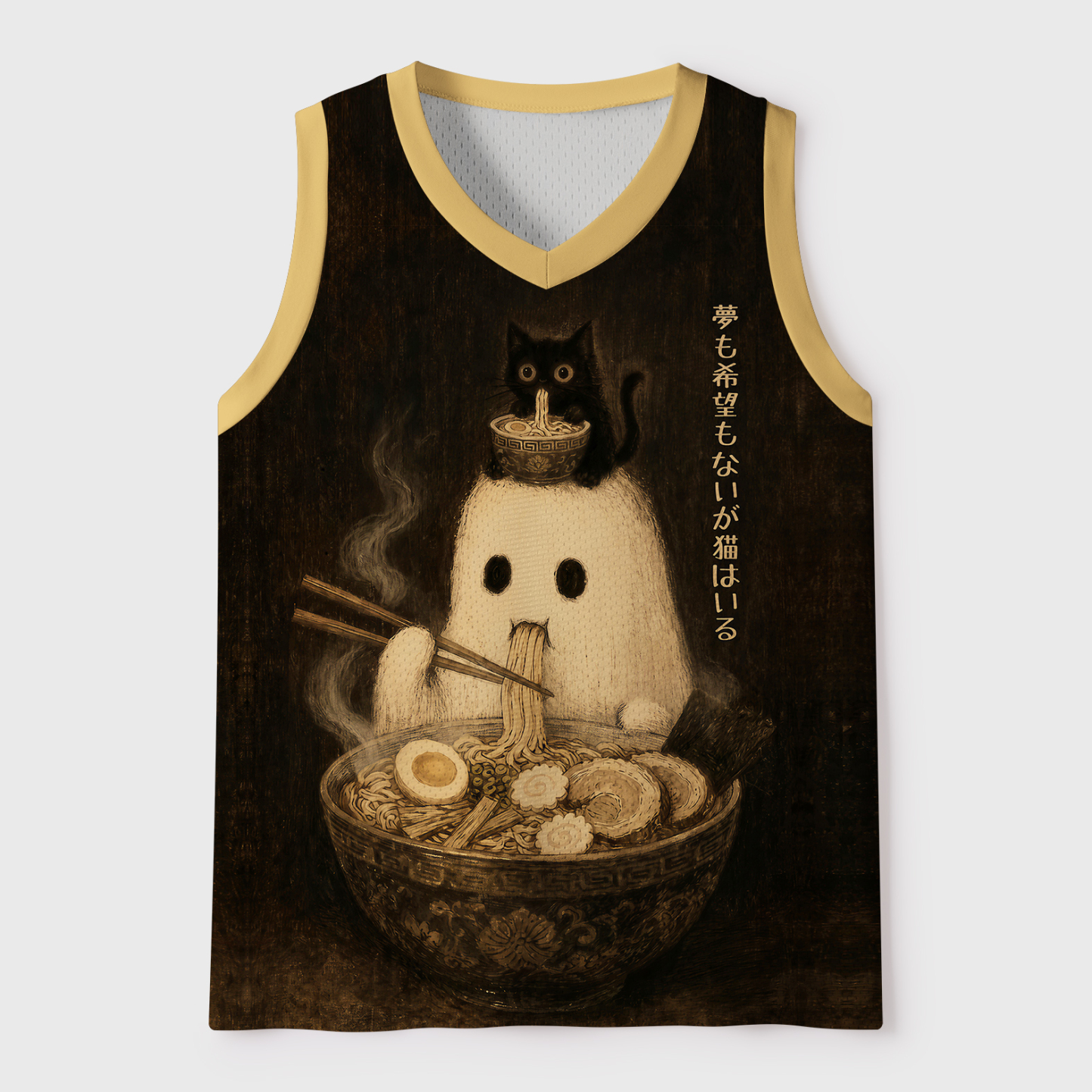 Tokyo-Tiger Ghost And Cat Eating Ramen Mesh Tank Top Sale