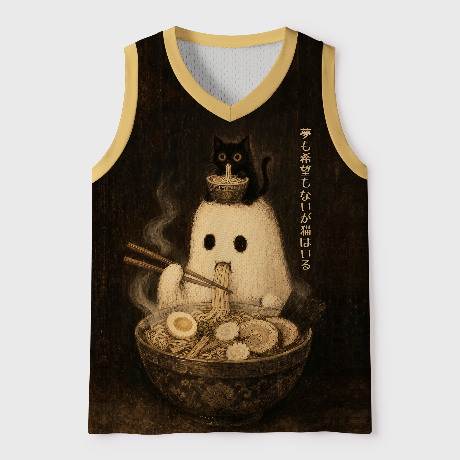 Tokyo-Tiger Ghost And Cat Eating Ramen Mesh Tank Top Sale