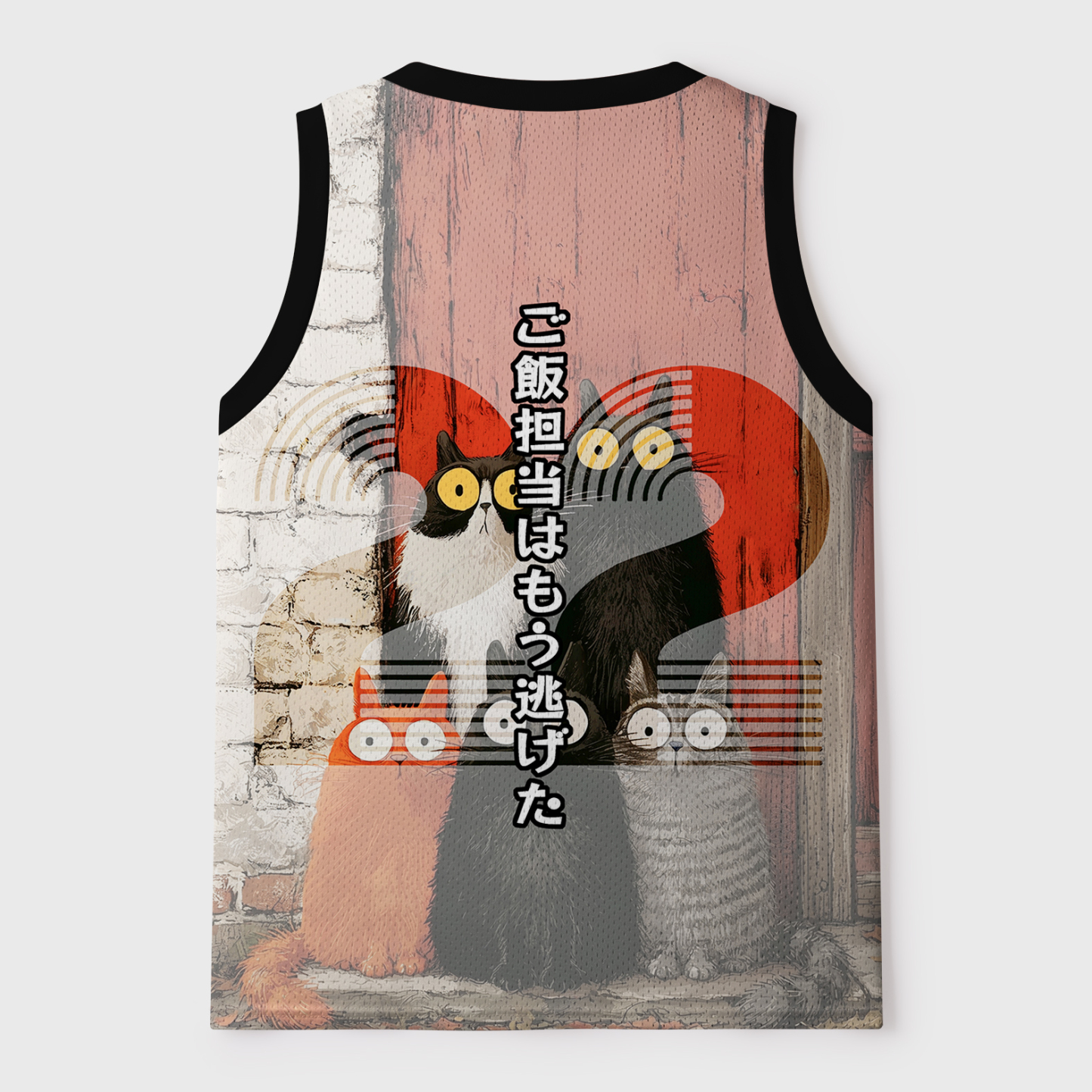 Tokyo-Tiger Five Cats Waiting For Dinner Mesh Tank Top