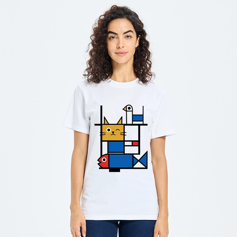 Tokyo-Tiger Retro Geometric Kitty Classic T-Shirt