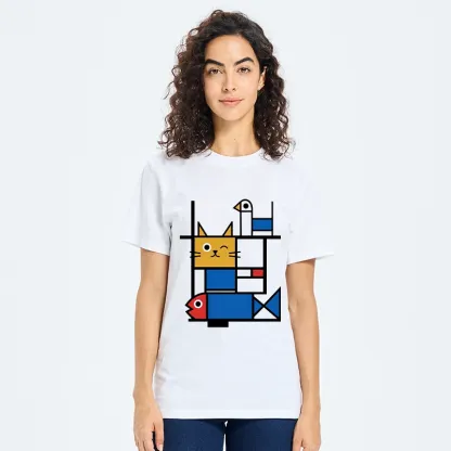 Tokyo-Tiger Retro Geometric Kitty Classic T-Shirt