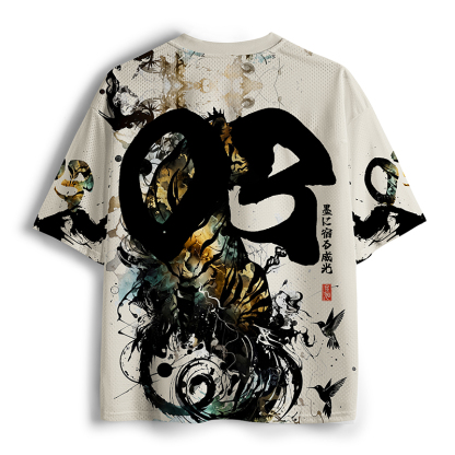 Tokyo-Tiger Golden Tiger And Soaring Birds Mesh Jersey