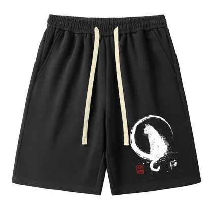 Tokyo-Tiger Retro Japanese Black Cat Unisex Shorts