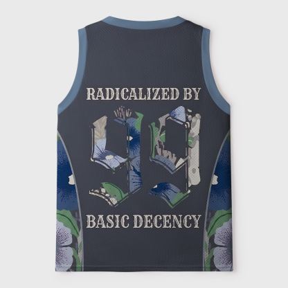 Tokyo-Tiger Radicalized By Basic Decency Blue Floral Mesh Tank Top