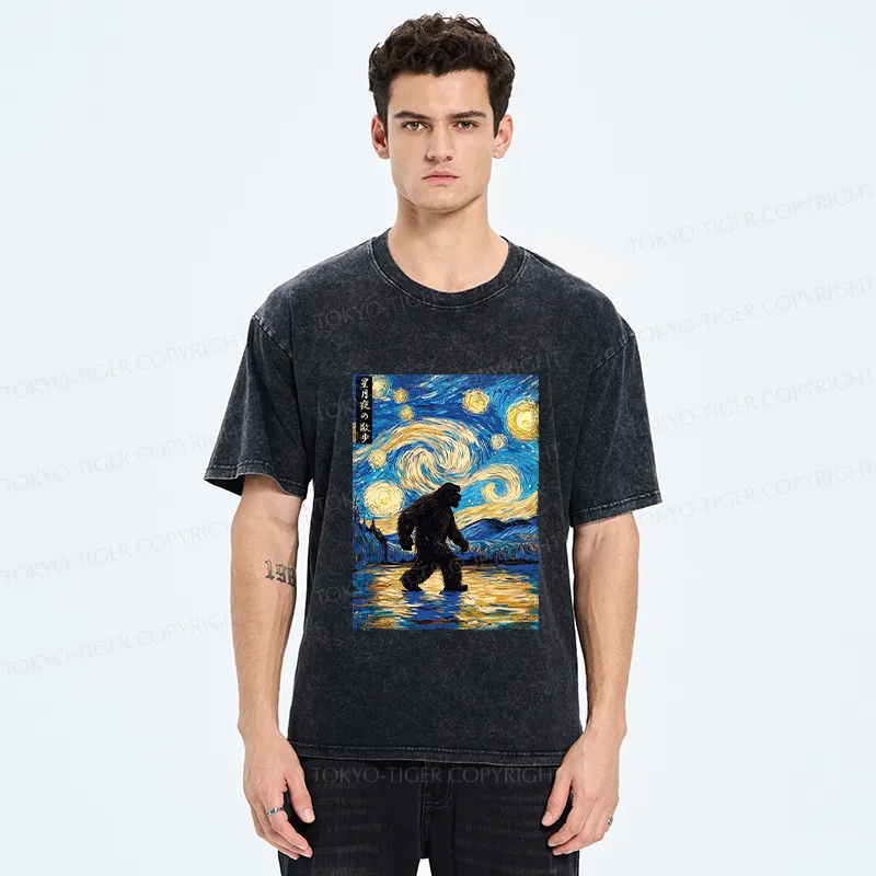 Tokyo-Tiger Bigfoot Under The Stars Washed T-Shirt