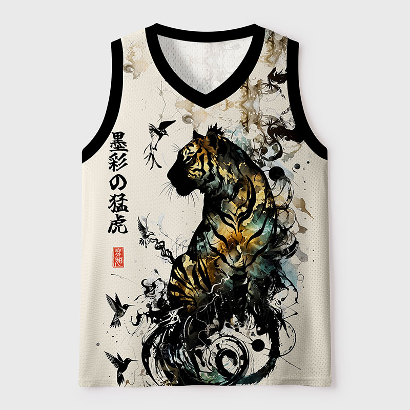 Tokyo-Tiger Golden Tiger And Soaring Birdsy Mesh Tank Top