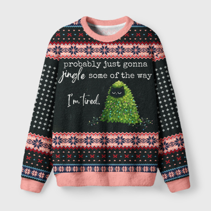 Tokyo-Tiger Tired Kitsmas Tree Fuzzy Christmas Ugly Sweatshirt